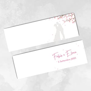 Biglietti per bomboniera DIGITALE a tema FIORI di ciliegio JAPAN style per matrimonio, wedding sweet box card