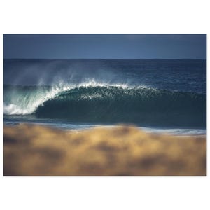 Minimalist Surfing Poster - Supertubos Portugal Morning Wave Art for Beach Lovers