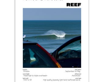 Reef Surf Poster Portugal – Digital Download A3 Printable Wave Art