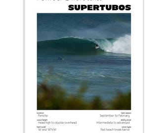 Portugal Surf Poster - Supertubos - Digital Download A3 – Peniche Wave Print Wall Art – Surfing Photography for Home Decor