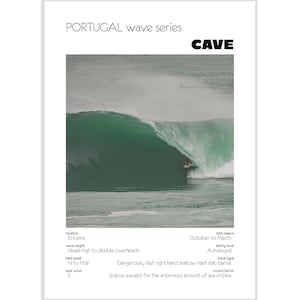 Cave Surf Poster Portugal – Digital Download A3 Printable Wave Art