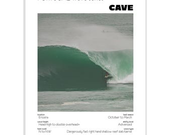 Cave Surf Poster Portugal – Digital Download A3 Printable Wave Art