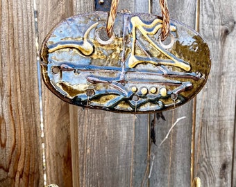Ceramic Wind Chimes Sailboat and Anchors
