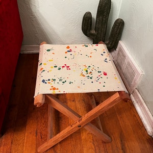Vintage Paint Splatter Camp Stool
