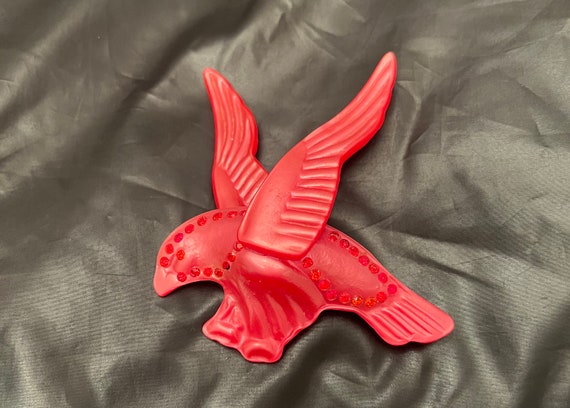 1940s Celluloid Pink Bird Brooch - image 6