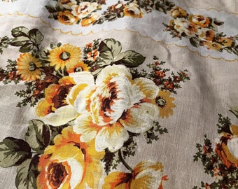 1970s Coverlet with Orange Cabbage Roses