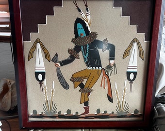 Wallace Watchman Navajo Sand Painting Yei-Bei-Chai 15”x15”