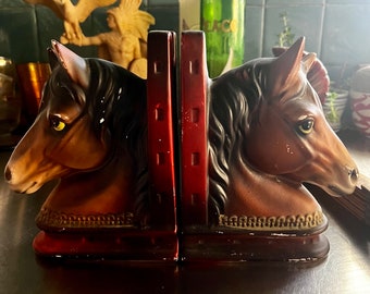 1950s Chalkware Horse Bookends