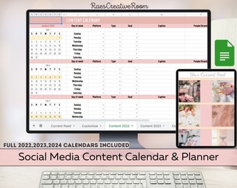 Google Sheets Social Media Planner, Content Kalender, Instagram Planner, Content Planner, Social Media Kit, Digital, Social Media Tracker