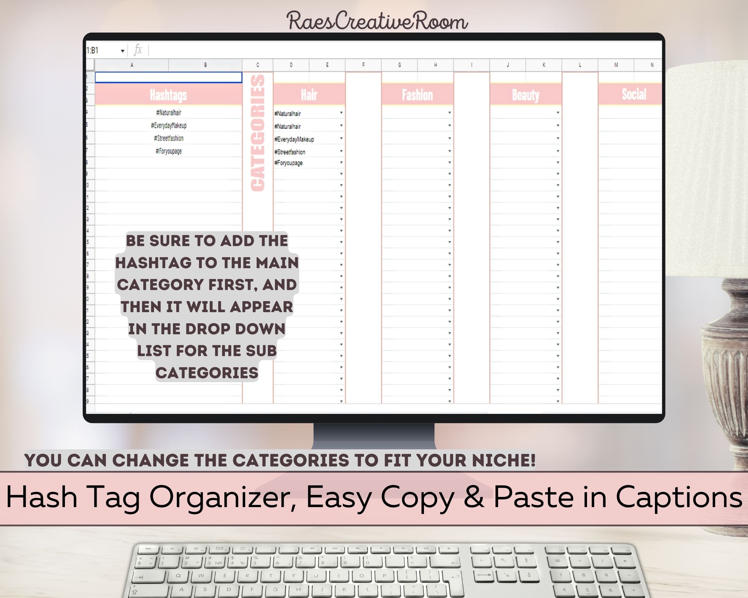 Google Sheets Social Media Planner, Content Calendar, Instagram Planner