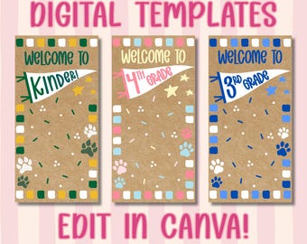 Modelli di banner fotografici per il ritorno a scuola / Cartello modificabile in Canva (download digitale) / Banner per la giornata di porte aperte