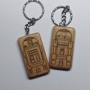 R2D2- Custom maple wood keychain