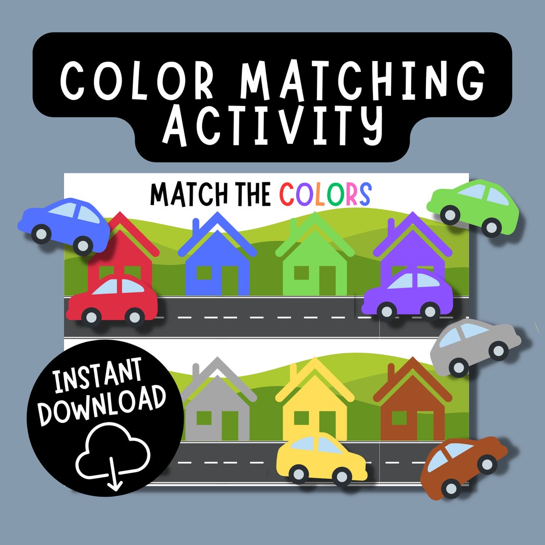 Color Matching Game Car Game Printable Car Lover Activity - Etsy
