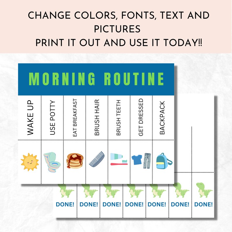 Editable Toddler Routine Morning Routine Chart Visual - Etsy