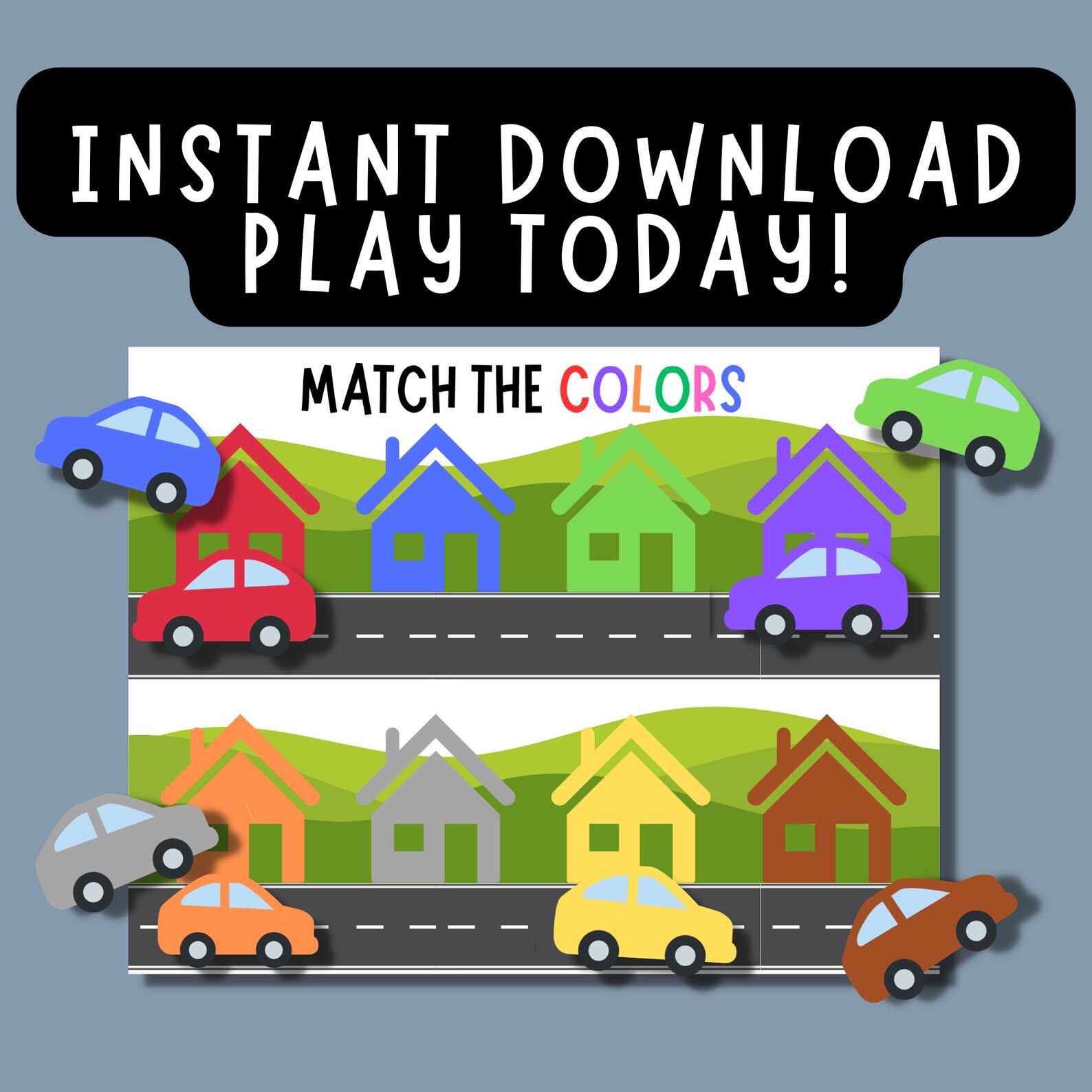 Color Matching Game Car Game Printable Car Lover Activity - Etsy