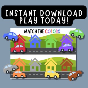 Color Matching Game Car Game Printable Car Lover Activity - Etsy