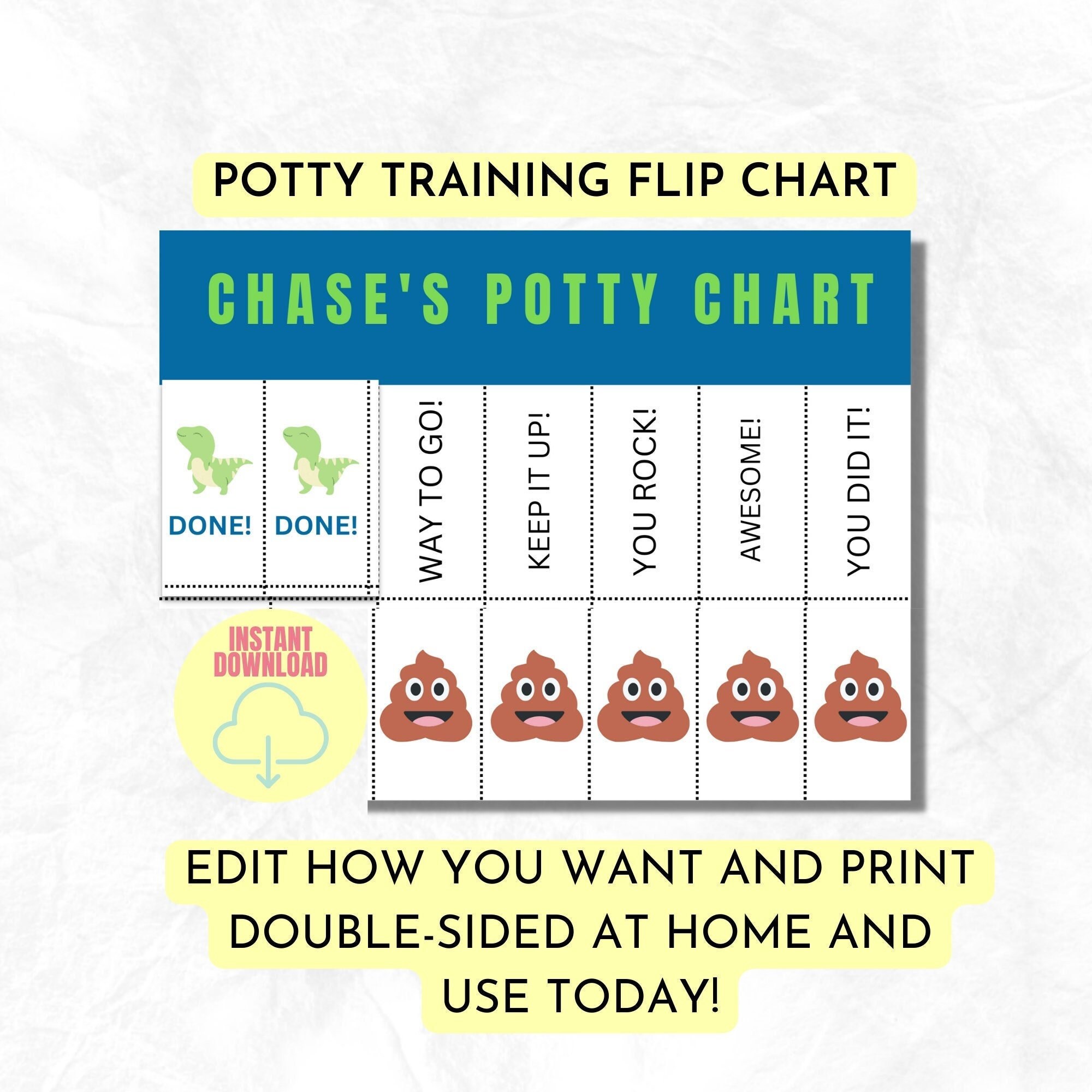 Editable Potty Chart Potty Training Chart Custom Flip vrogue.co