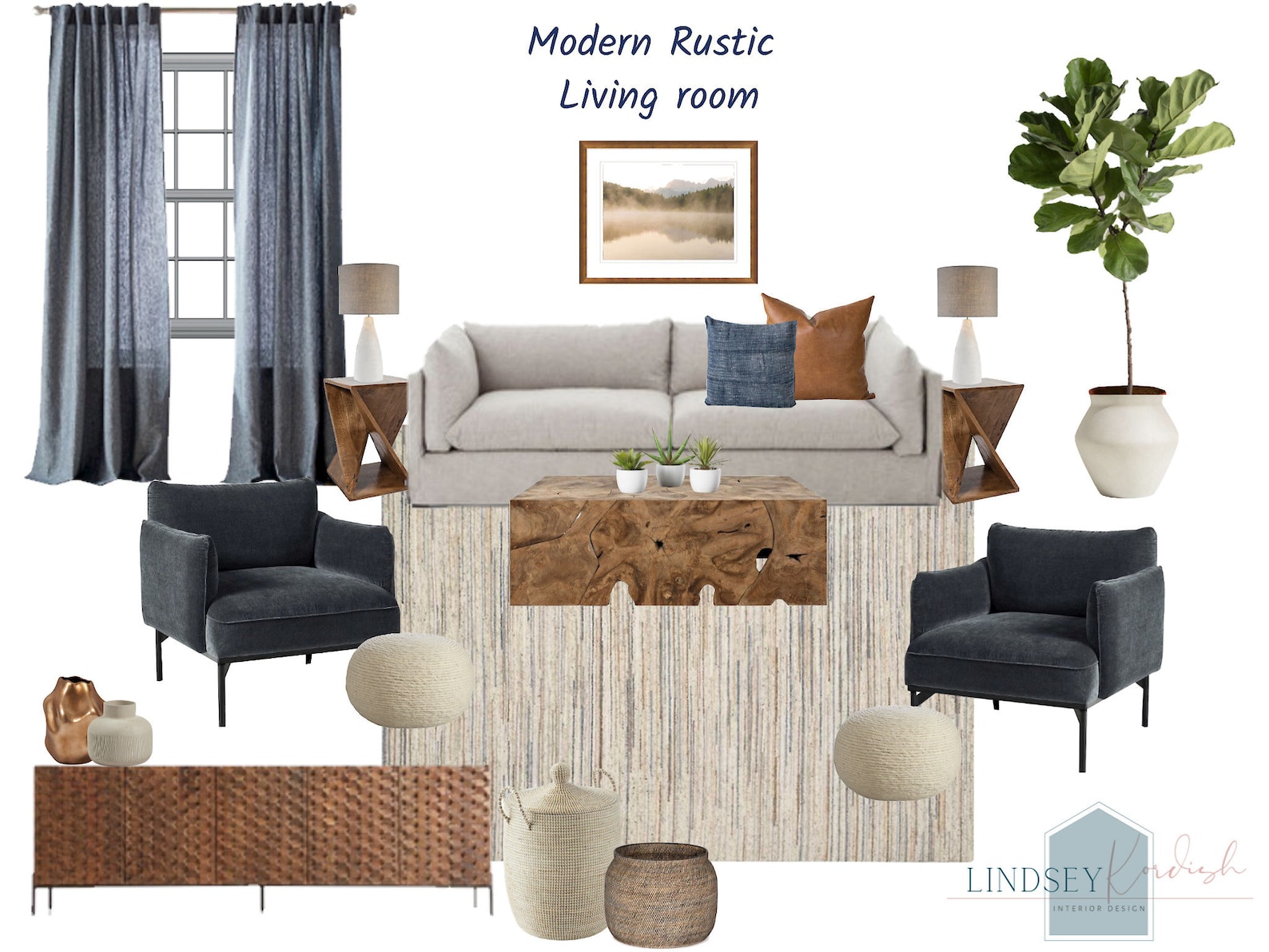 Modern Rustic Living Room Design Board - Etsy
