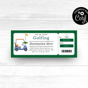 Buono regalo Yellow Stripe Golf, buono regalo stampabile, buono regalo sportivo, download immediato, buono regalo per viaggio di golf