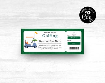 Yellow Stripe Golf Gift Certificate, Printable Gift Certificate, Sport Gift Certificate, Instant Download, Golf Trip Golf Round Certificate