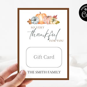 Thanksgiving Pumpkin Gift Card Holder: Printable Template (5x7 in, Instant Download