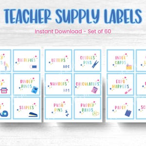 Teacher Classroom Supply Bin Labels, Modern Brights, Instant Download, Printable Labels, Classroom Decor, Classroom Organization