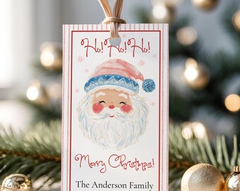 Christmas Santa Gift Tag: Printable Personalized Tag (Instant Download)
