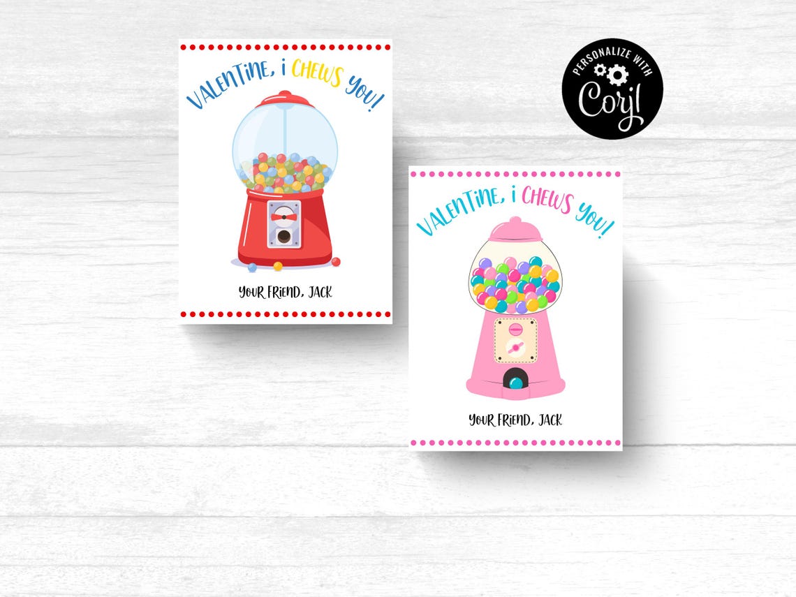 Class Valentine I Chews You, Printable School Valentines, Valentine's