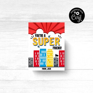 Class Valentine Superhero, Printable School Valentines, Valentine&#39;s Day Card, Instant Download, Valentine Printable, Valentine Superhero