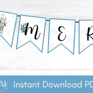 Nussknacker Weihnachtsgirlande: Weihnachtsparty Printable (Instant Download