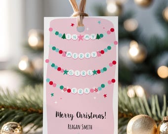 Christmas Merry Girl Era Gift Tag: Printable Personalized Tag (Instant Download)