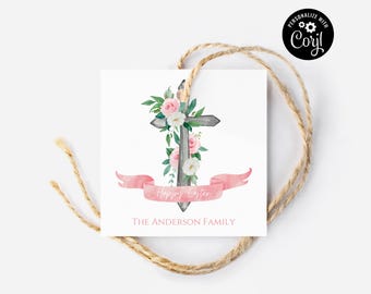 Cadeaukaartje bloemen Pasen-kruis: afdrukbare lentebloemen (direct downloaden)