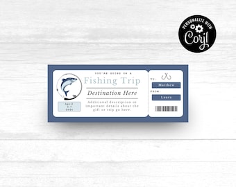Fishing Trip Gift Certificate, Printable Gift Certificate, Vacation Gift Certificate, Instant Download, Fishing Trip Printable Certificate