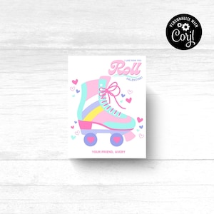 Klasse Valentine Rollschuh, druckbare Schule Valentines, Valentinstag Karte, Sofortiger Download, Valentinstag druckbare, Klasse Karten