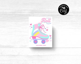 Roller Skate Valentine's Day Cards: Printable Class Valentines (Instant Download)
