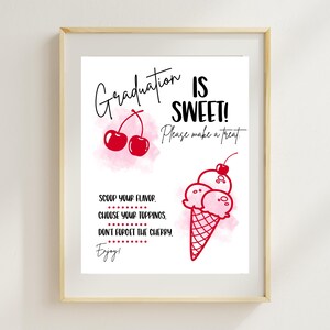 Ice Cream Bar Graduation Sign, Graduation Party Printable, High School Graduation, College Graduation, Grad Party, Printable Sign