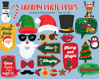 Christmas Photo Booth Props: Christmas Party Printables (Instant Download)