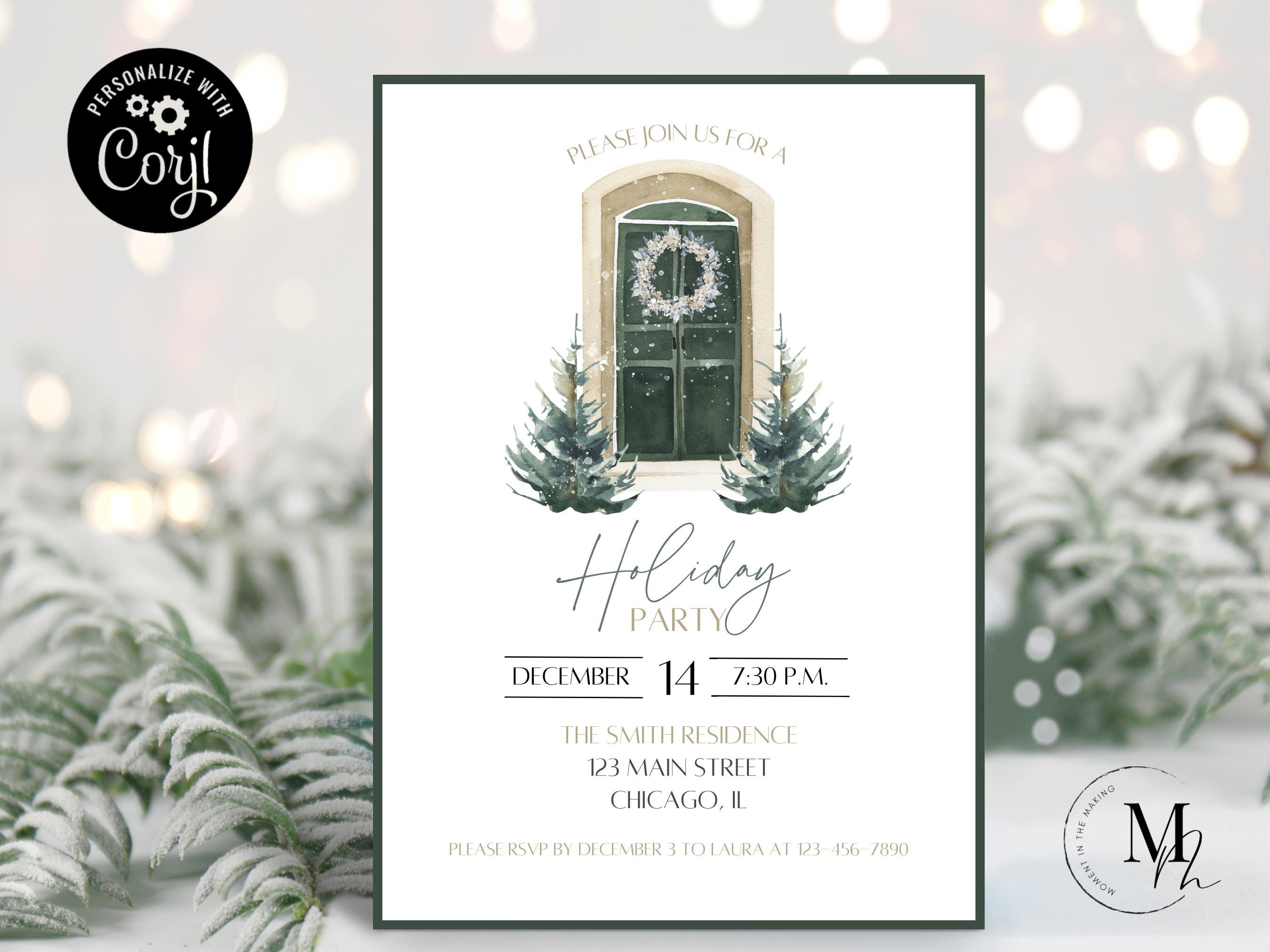 Holiday Front Door Party Invitation: Printable Christmas Invite (5x7 ...