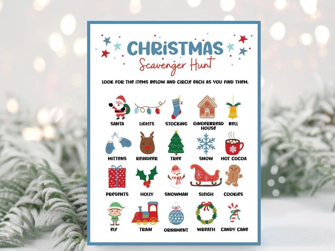 Kids Christmas Activity Scavenger Hunt: Printable Holiday Fun (instant ...