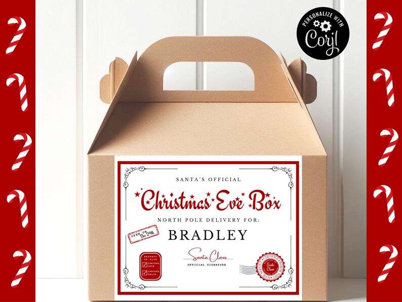 Christmas Eve Box Label From Santa, Holiday Printable, Holiday Box ...