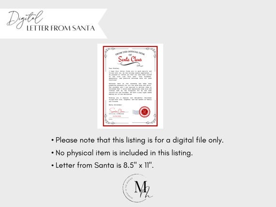 Personalized Santa Letter: North Pole Holiday Printable (Digital Download 8.5x11")