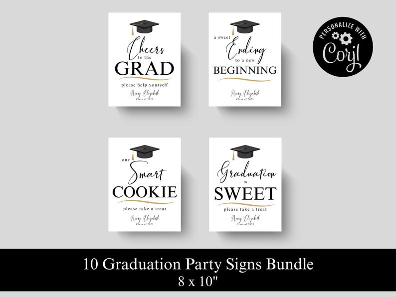 Graduation Party Signs Bundle: Personalized Printable Decor (digital ...