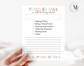 Teacher Mail Printable: Modern Pastel Notes, Classroom Communication (Digital Download)