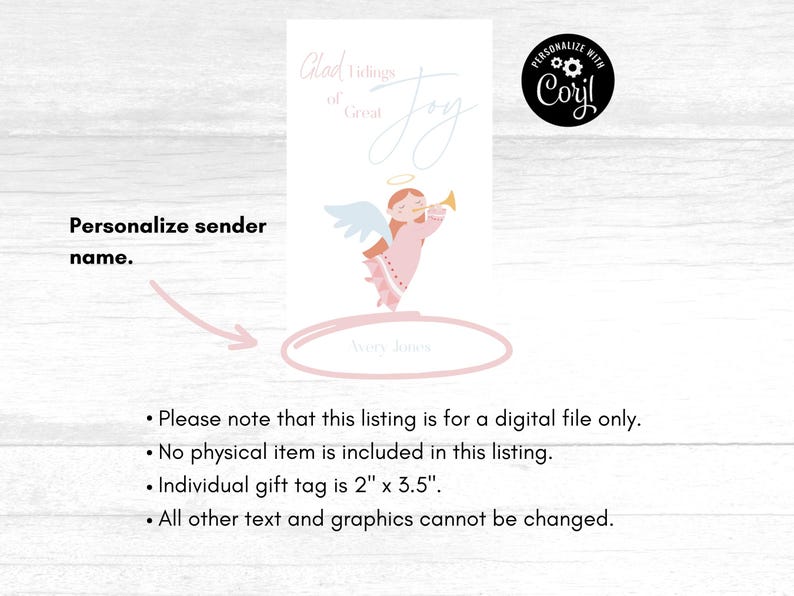 Angel Christmas Gift Tag, Printable Holiday Favor (digital Download) - Etsy
