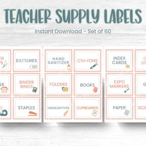 Teacher Classroom Supply Bin Labels, Modern Pastel, Instant Download, Printable Labels, Classroom Decor, Classroom Organization