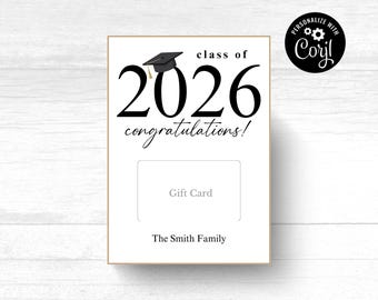 Graduation Hat Gift Card Holder, Modern Printable (Digital File)