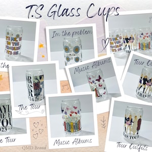 16oz Swiftie Glass Can Cup with Lid and Straw, The Eras Inspired, Trendy Iced Coffee Glass, Beer Can, Gift for Friends, Birthday Gifts