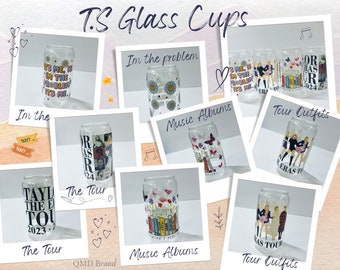 16oz Swiftie Glass Can Cup with Lid and Straw, The Eras Inspired, Trendy Iced Coffee Glass, Beer Can, Gift for Friends, Birthday Gifts