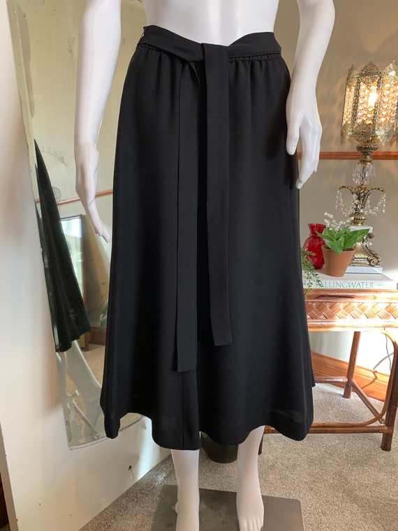 Vintage Classic Black A-line Skirt Belted Malbe Sa