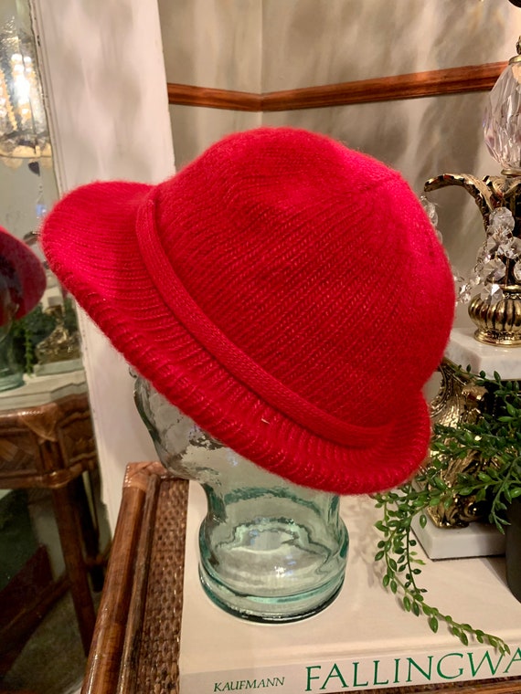 1960s Vintage ARIS Red Knit Hat Bowler Fedora